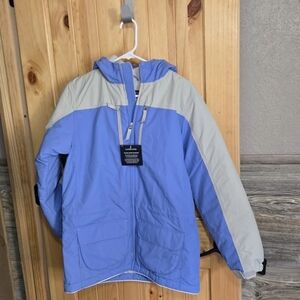 New Lands End Womens XL/16 Coat Blue And Grey